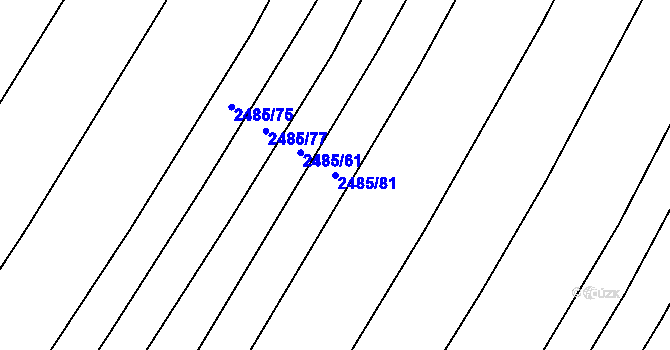 Parcela st. 2485/81 v KÚ Vnorovy, Katastrální mapa