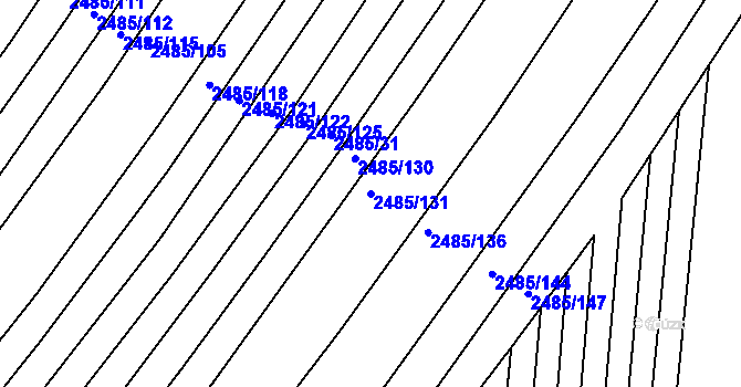 Parcela st. 2485/131 v KÚ Vnorovy, Katastrální mapa