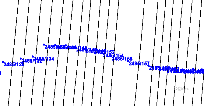 Parcela st. 2485/154 v KÚ Vnorovy, Katastrální mapa