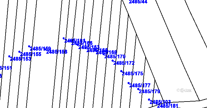 Parcela st. 2485/170 v KÚ Vnorovy, Katastrální mapa