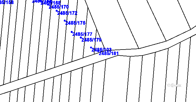 Parcela st. 2485/181 v KÚ Vnorovy, Katastrální mapa