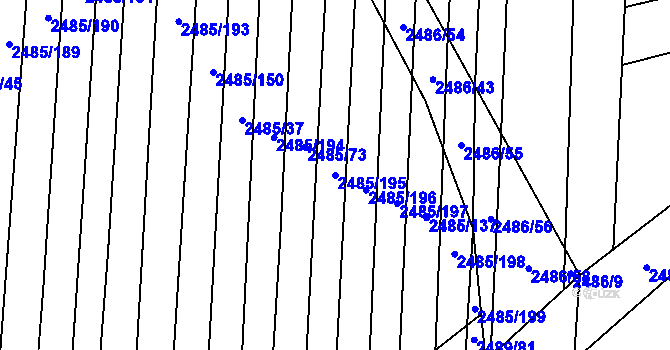Parcela st. 2485/195 v KÚ Vnorovy, Katastrální mapa