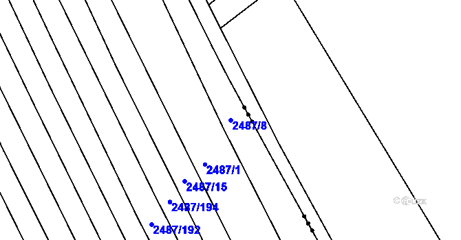 Parcela st. 2487/8 v KÚ Vnorovy, Katastrální mapa