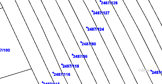 Parcela st. 2487/80 v KÚ Vnorovy, Katastrální mapa