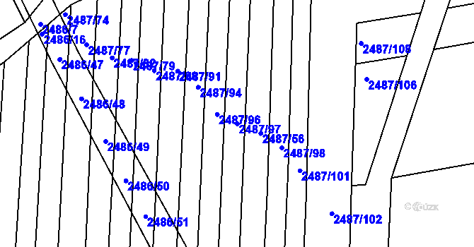 Parcela st. 2487/97 v KÚ Vnorovy, Katastrální mapa