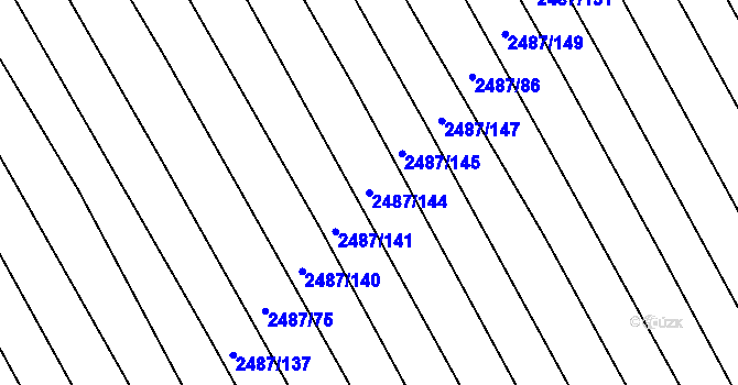 Parcela st. 2487/144 v KÚ Vnorovy, Katastrální mapa