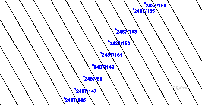 Parcela st. 2487/151 v KÚ Vnorovy, Katastrální mapa