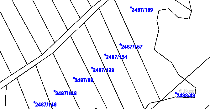 Parcela st. 2487/154 v KÚ Vnorovy, Katastrální mapa