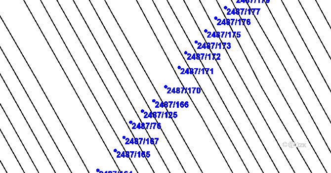 Parcela st. 2487/170 v KÚ Vnorovy, Katastrální mapa