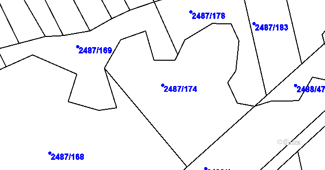 Parcela st. 2487/174 v KÚ Vnorovy, Katastrální mapa