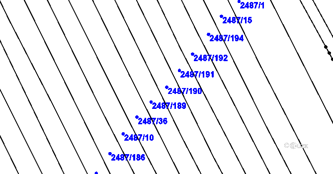 Parcela st. 2487/190 v KÚ Vnorovy, Katastrální mapa