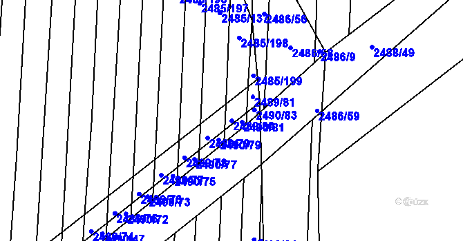 Parcela st. 2489/80 v KÚ Vnorovy, Katastrální mapa