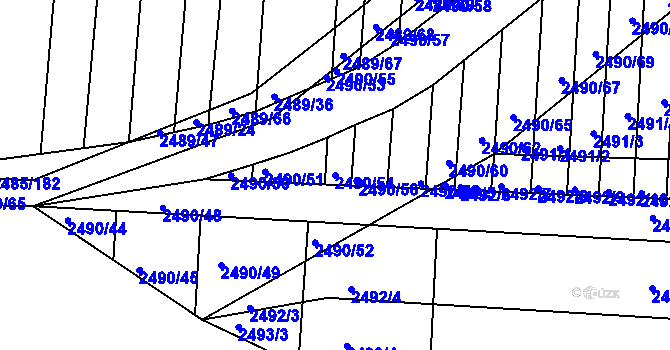 Parcela st. 2490/54 v KÚ Vnorovy, Katastrální mapa