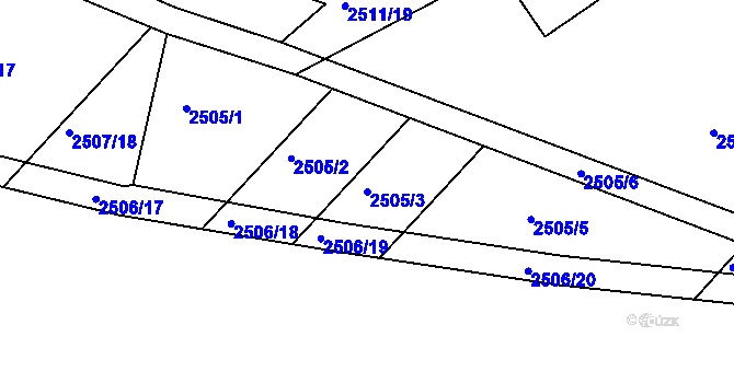 Parcela st. 2505/3 v KÚ Vnorovy, Katastrální mapa