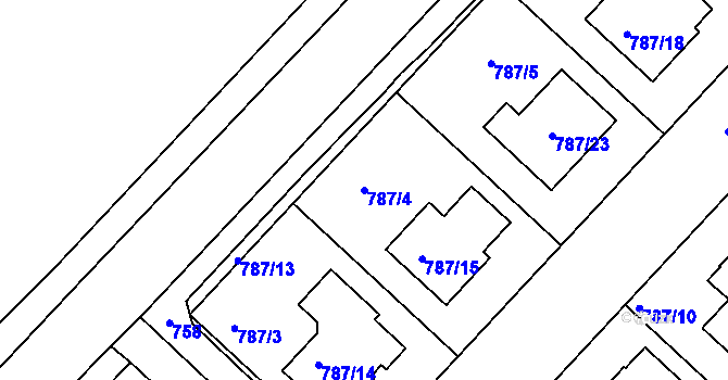 Parcela st. 787/4 v KÚ Vnorovy, Katastrální mapa