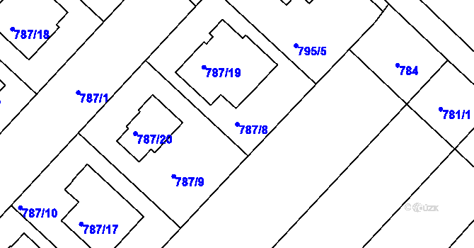 Parcela st. 787/8 v KÚ Vnorovy, Katastrální mapa