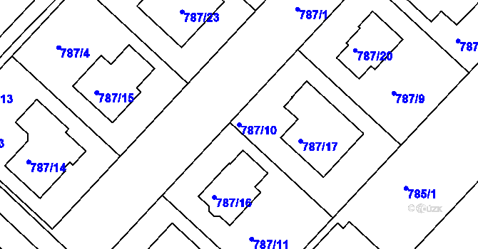 Parcela st. 787/10 v KÚ Vnorovy, Katastrální mapa