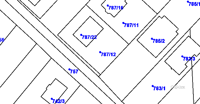 Parcela st. 787/12 v KÚ Vnorovy, Katastrální mapa