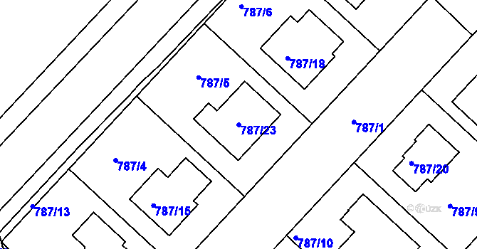 Parcela st. 787/23 v KÚ Vnorovy, Katastrální mapa