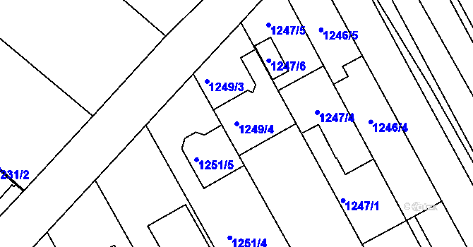 Parcela st. 1249/4 v KÚ Vnorovy, Katastrální mapa