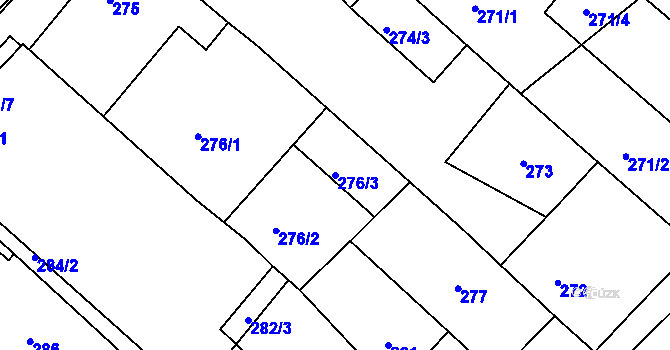 Parcela st. 276/3 v KÚ Vnorovy, Katastrální mapa