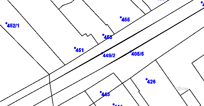 Parcela st. 449/2 v KÚ Vnorovy, Katastrální mapa