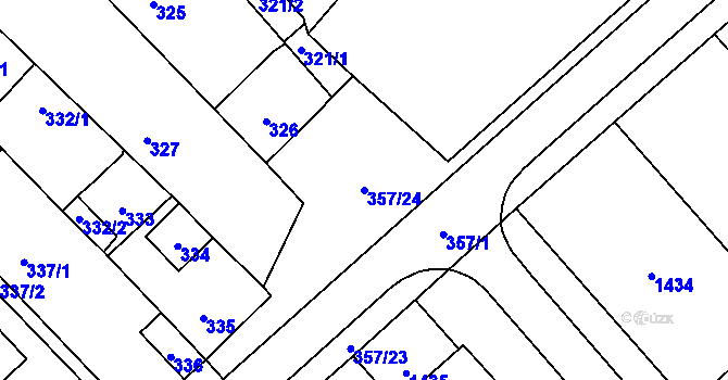 Parcela st. 357/24 v KÚ Vnorovy, Katastrální mapa