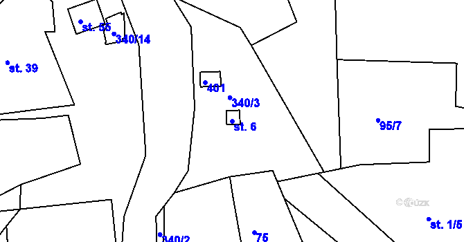 Parcela st. 6 v KÚ Uhřínovice u Voděrad, Katastrální mapa