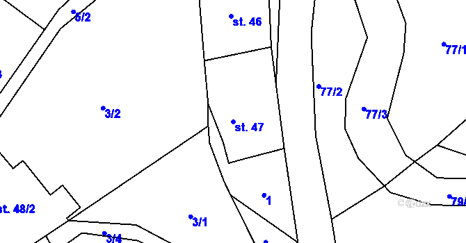 Parcela st. 47 v KÚ Uhřínovice u Voděrad, Katastrální mapa