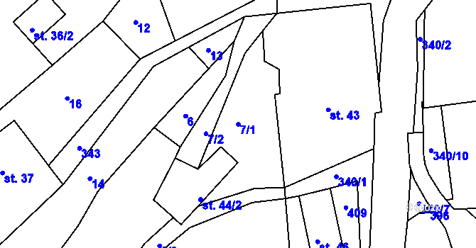Parcela st. 7/1 v KÚ Uhřínovice u Voděrad, Katastrální mapa