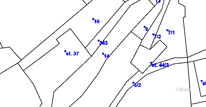 Parcela st. 14 v KÚ Uhřínovice u Voděrad, Katastrální mapa
