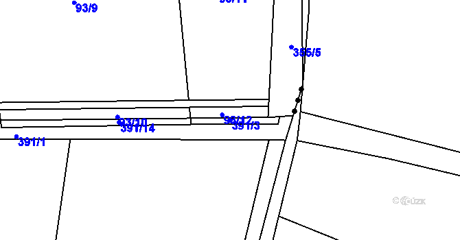 Parcela st. 391/3 v KÚ Uhřínovice u Voděrad, Katastrální mapa