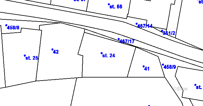 Parcela st. 24 v KÚ Voděrady u Rychnova nad Kněžnou, Katastrální mapa