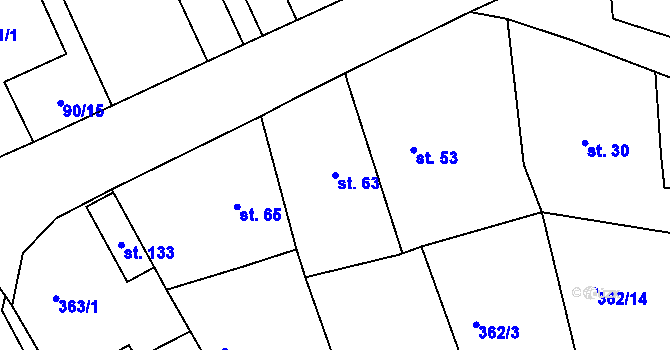 Parcela st. 63 v KÚ Voděrady u Rychnova nad Kněžnou, Katastrální mapa