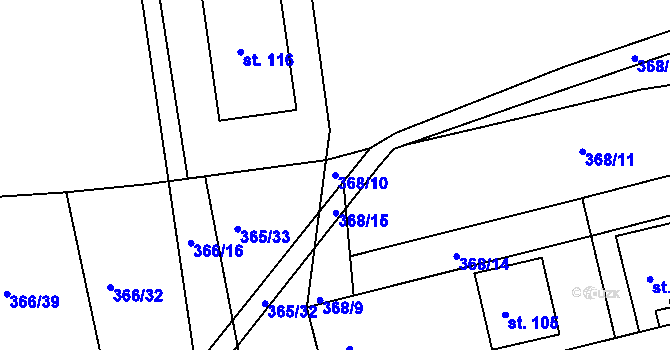 Parcela st. 368/10 v KÚ Voděrady u Rychnova nad Kněžnou, Katastrální mapa