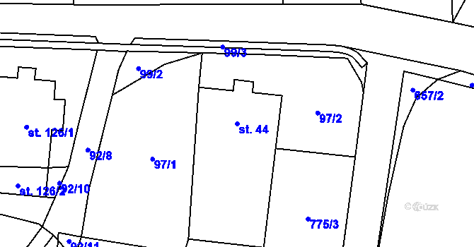 Parcela st. 44 v KÚ Voděrady u Českých Heřmanic, Katastrální mapa