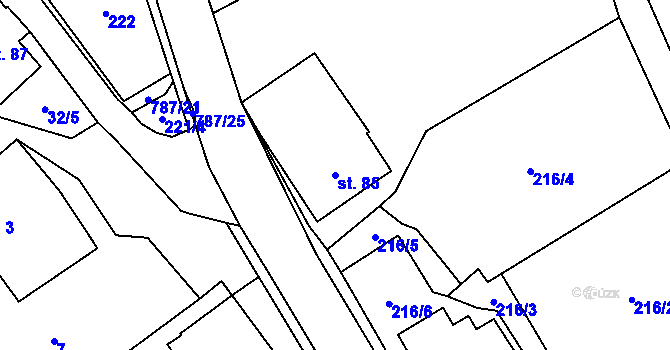 Parcela st. 85 v KÚ Voděrady u Českých Heřmanic, Katastrální mapa