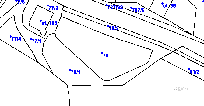 Parcela st. 78 v KÚ Voděrady u Českých Heřmanic, Katastrální mapa