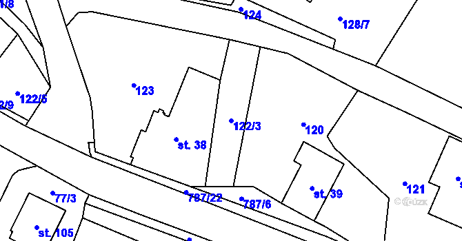 Parcela st. 122/3 v KÚ Voděrady u Českých Heřmanic, Katastrální mapa