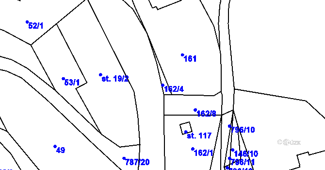 Parcela st. 162/4 v KÚ Voděrady u Českých Heřmanic, Katastrální mapa