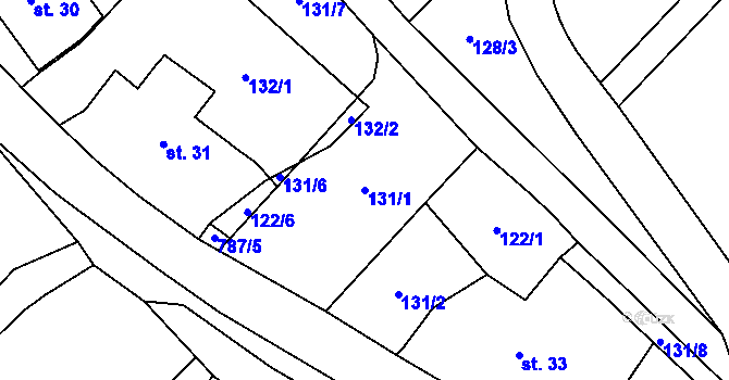 Parcela st. 131/1 v KÚ Voděrady u Českých Heřmanic, Katastrální mapa