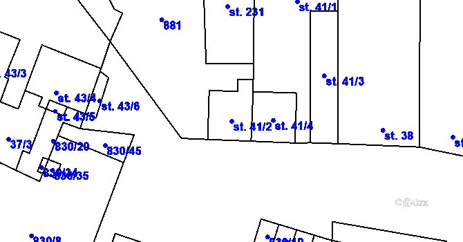 Parcela st. 41/2 v KÚ Voděrady u Kunštátu, Katastrální mapa