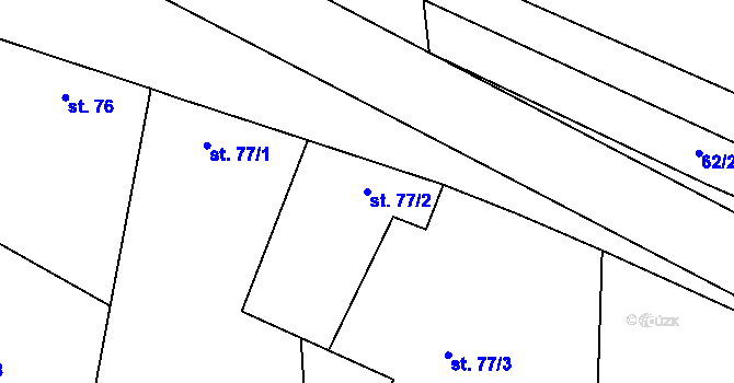 Parcela st. 77/2 v KÚ Voděrady u Kunštátu, Katastrální mapa
