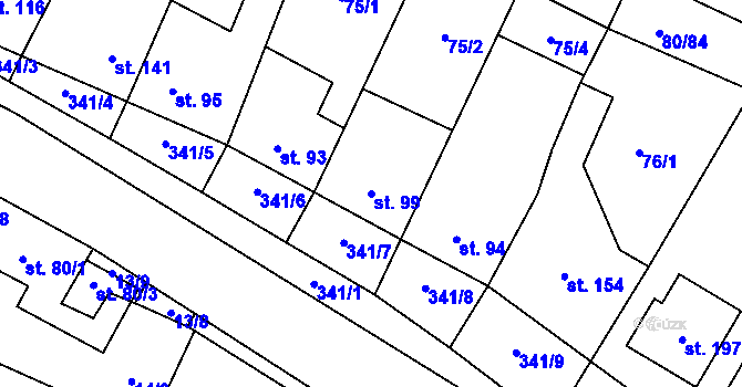 Parcela st. 99 v KÚ Voděrady u Kunštátu, Katastrální mapa