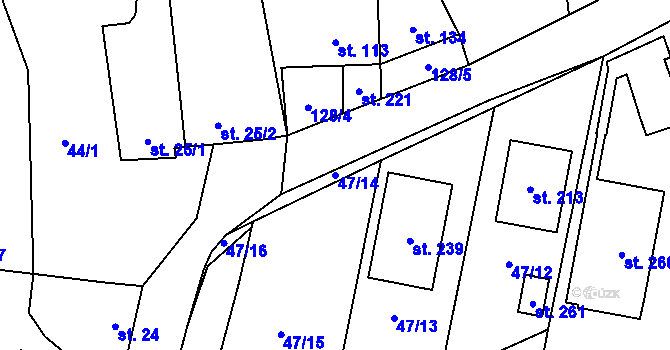 Parcela st. 47/14 v KÚ Voděrady u Kunštátu, Katastrální mapa