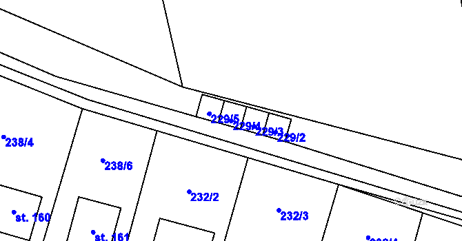 Parcela st. 229/4 v KÚ Voděrady u Kunštátu, Katastrální mapa