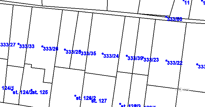 Parcela st. 333/24 v KÚ Voděrady u Kunštátu, Katastrální mapa