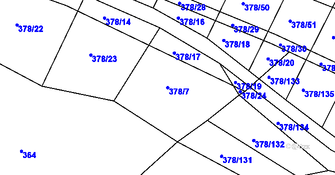Parcela st. 378/7 v KÚ Voděrady u Kunštátu, Katastrální mapa