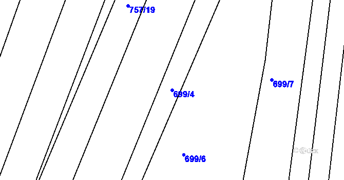 Parcela st. 699/4 v KÚ Voděrady u Kunštátu, Katastrální mapa