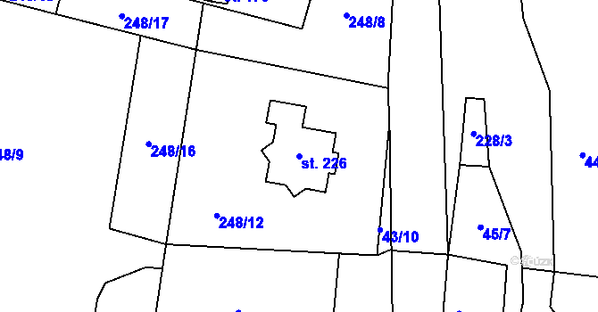 Parcela st. 226 v KÚ Voděrady u Kunštátu, Katastrální mapa